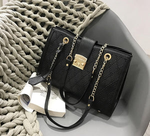 European Fashion Retro Female Tote bag 2020 New Quality PU Leather Women's Designer Large Handbag Lattice Chain Shoulder Bags
