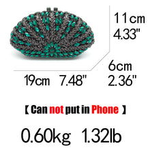 Load image into Gallery viewer, Boutique De FGG Hollow Out Floral Women Green Emerald Diamond Evening Handbags Purses Ladies Party Crystal Clutch Wedding Bag