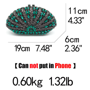 Boutique De FGG Hollow Out Floral Women Green Emerald Diamond Evening Handbags Purses Ladies Party Crystal Clutch Wedding Bag