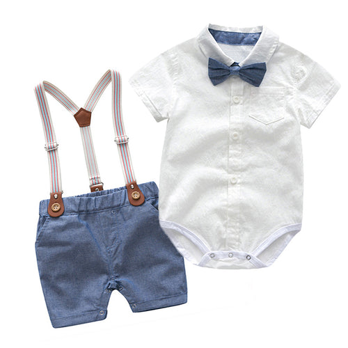 Baby Boys Gentleman Clothes Sets 2019 Summer Infant Boy Clothes Tops+Shorts 2Pcs