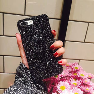 Luxury DIY Soft Fur Ball+crystal Strap Phone case For iPhone Blingbling Glitter