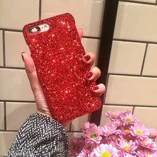 Load image into Gallery viewer, Luxury DIY Soft Fur Ball+crystal Strap Phone case For iPhone Blingbling Glitter