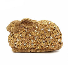 Load image into Gallery viewer, Gold Women&#39; Crystal Evening Bag Rabbit Retro Beaded Clutch Bags Hollow Wedding Diamond Beaded Bag Rhinestone Small Shoulder Bags