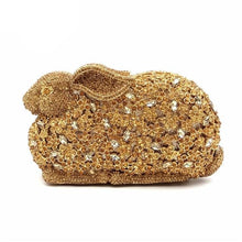 Load image into Gallery viewer, Gold Women&#39; Crystal Evening Bag Rabbit Retro Beaded Clutch Bags Hollow Wedding Diamond Beaded Bag Rhinestone Small Shoulder Bags