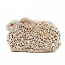 Load image into Gallery viewer, Gold Women&#39; Crystal Evening Bag Rabbit Retro Beaded Clutch Bags Hollow Wedding Diamond Beaded Bag Rhinestone Small Shoulder Bags