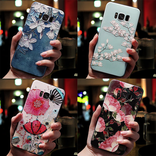 3D Flower Emboss Case For Samsung Galaxy Case Soft TPU