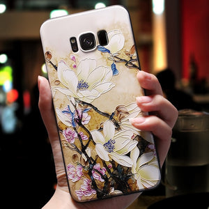 3D Flower Emboss Case For Samsung Galaxy Case Soft TPU