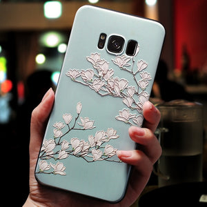 3D Flower Emboss Case For Samsung Galaxy Case Soft TPU