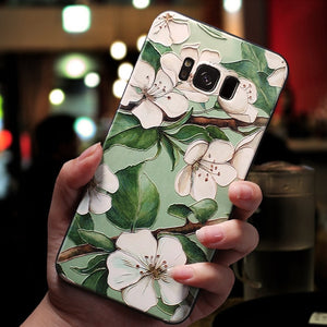 3D Flower Emboss Case For Samsung Galaxy Case Soft TPU