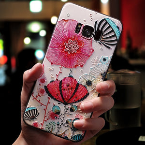 3D Flower Emboss Case For Samsung Galaxy Case Soft TPU