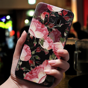 3D Flower Emboss Case For Samsung Galaxy Case Soft TPU