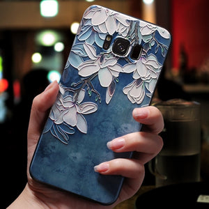 3D Flower Emboss Case For Samsung Galaxy Case Soft TPU