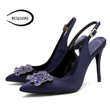 Load image into Gallery viewer, Women Shoes Pumps High Heels Elegant Buckle Rhinestone Pointed Toe Wedding Shoes