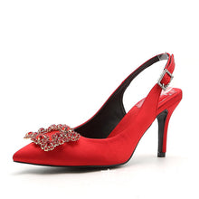Load image into Gallery viewer, Women Shoes Pumps High Heels Elegant Buckle Rhinestone Pointed Toe Wedding Shoes