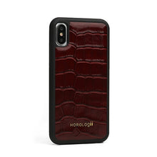 Load image into Gallery viewer, Fashion Black embossed Crocodile Pattern Genuine cow Leather Phone Case For iphone 7 plus X Covers Xr Xs Max custom name service