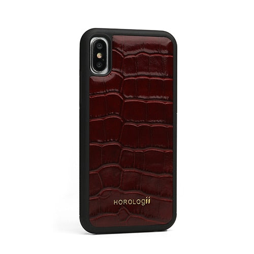 Fashion Black embossed Crocodile Pattern Genuine cow Leather Phone Case For iphone 7 plus X Covers Xr Xs Max custom name service