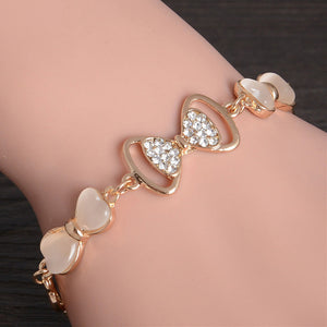 Hot 1pc Gold Color Austrian Crystal Hollow Charming Rose Flower Chain Bracelet For Women Jewelry