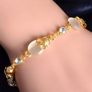 Hot 1pc Gold Color Austrian Crystal Hollow Charming Rose Flower Chain Bracelet For Women Jewelry