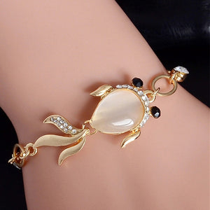 Hot 1pc Gold Color Austrian Crystal Hollow Charming Rose Flower Chain Bracelet For Women Jewelry