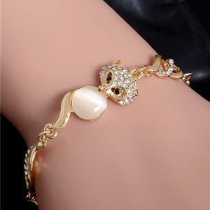 Hot 1pc Gold Color Austrian Crystal Hollow Charming Rose Flower Chain Bracelet For Women Jewelry