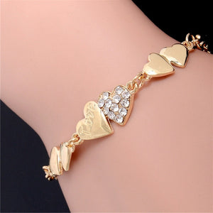 Hot 1pc Gold Color Austrian Crystal Hollow Charming Rose Flower Chain Bracelet For Women Jewelry