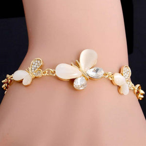 Hot 1pc Gold Color Austrian Crystal Hollow Charming Rose Flower Chain Bracelet For Women Jewelry