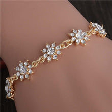 Load image into Gallery viewer, Hot 1pc Gold Color Austrian Crystal Hollow Charming Rose Flower Chain Bracelet For Women Jewelry