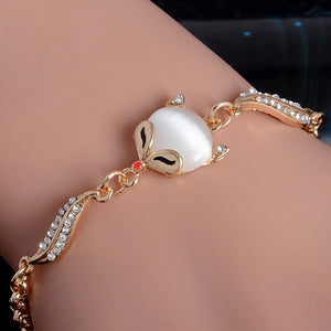 Hot 1pc Gold Color Austrian Crystal Hollow Charming Rose Flower Chain Bracelet For Women Jewelry