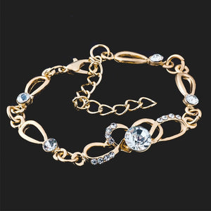 Hot 1pc Gold Color Austrian Crystal Hollow Charming Rose Flower Chain Bracelet For Women Jewelry