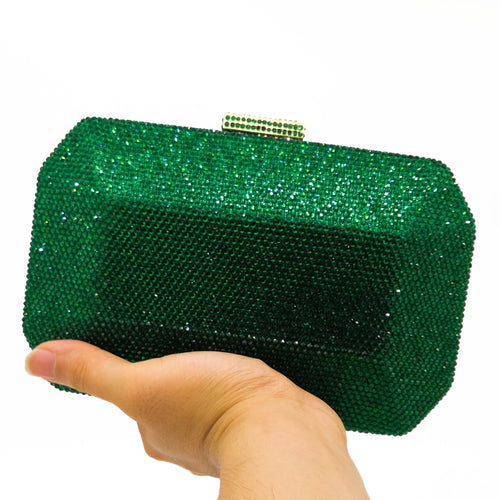 Sparkling Green Emerald Crystal Women Evening Bag