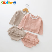 Load image into Gallery viewer, Fashion Baby Girls Clothes Long Sleeve Knit Sweater+Shorts Sets