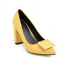 Load image into Gallery viewer, ZawsThia 2019 spring summer yellow red block high heels office career woman pumps shoes beautiful women dress stilettos shoes