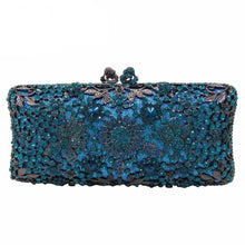 Load image into Gallery viewer, Boutique De FGG Turquoise Blue Women Crystal Clutch Evening Bag Bridal Wedding Party Dinner Diamond Minaudiere Handbag Purse