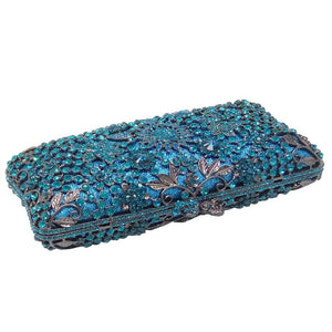 Boutique De FGG Turquoise Blue Women Crystal Clutch Evening Bag Bridal Wedding Party Dinner Diamond Minaudiere Handbag Purse