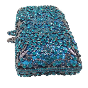 Boutique De FGG Turquoise Blue Women Crystal Clutch Evening Bag Bridal Wedding Party Dinner Diamond Minaudiere Handbag Purse