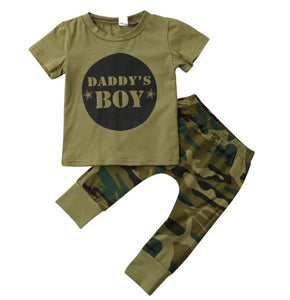 Camouflage Baby DADDYS Boys Girls Clothes Newborn T-shirt Tops Pants Outfits Set