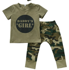 Camouflage Baby DADDYS Boys Girls Clothes Newborn T-shirt Tops Pants Outfits Set