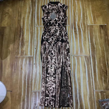 Load image into Gallery viewer, High Quality Fashion Gold Sequin Celebrity Cocktail Party Dress Christmas Vestidos Elegant Maxi Bodycon Women Dress Wholesale