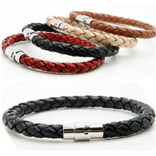 Load image into Gallery viewer, Woven bracelet 1 piece couple bracelet Magnetic Clasp Men  Women Braided Leather Steel Leather Leather rope Unisex