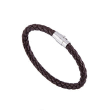 Load image into Gallery viewer, Woven bracelet 1 piece couple bracelet Magnetic Clasp Men  Women Braided Leather Steel Leather Leather rope Unisex