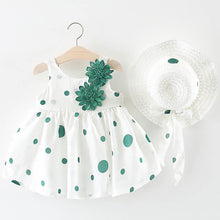 Load image into Gallery viewer, Baby Girl Bow Polka Dot Straw Hat Princess Dress