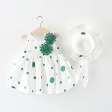 Load image into Gallery viewer, Baby Girl Bow Polka Dot Straw Hat Princess Dress