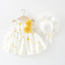 Load image into Gallery viewer, Baby Girl Bow Polka Dot Straw Hat Princess Dress