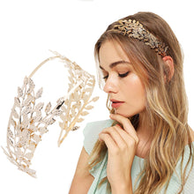 Load image into Gallery viewer, Bridal Forehead Hairband Headband Crowns Gold Metal Hollow Leaf Design Hair Hoop Wedding Hair Accessories