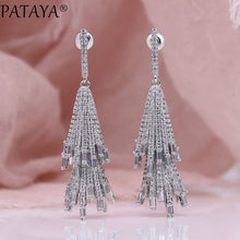 Load image into Gallery viewer, PATAYA New Micro Wax Inlay Luxury Long Stud Earrings Rose Gold Multicolor Natural Zircon