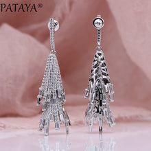 Load image into Gallery viewer, PATAYA New Micro Wax Inlay Luxury Long Stud Earrings Rose Gold Multicolor Natural Zircon