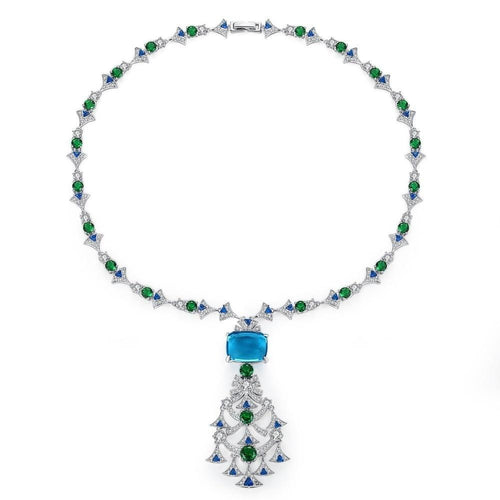 New Ethnic Chandelier Necklace for Women Luxury CZ Jewelry for Wedding Party