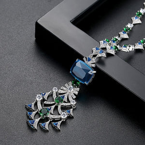 New Ethnic Chandelier Necklace for Women Luxury CZ Jewelry for Wedding Party