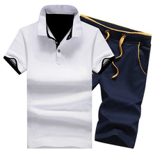 Load image into Gallery viewer, Cotton Mens Sets Summer Button Polo Shirts Sets Turn Down Mens Shorts 4XL Men Clothes 2 Piece Set Tracksuit Elastic Waist Shorts