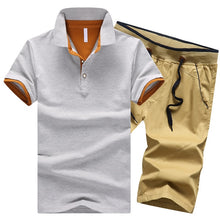 Load image into Gallery viewer, Cotton Mens Sets Summer Button Polo Shirts Sets Turn Down Mens Shorts 4XL Men Clothes 2 Piece Set Tracksuit Elastic Waist Shorts